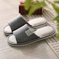 Miniatyrbild 1 av 5: Söt tecknad kanin Kanin Bomull Linne Tofflor Dam Sommar Andas Tjock Plattform Slides Tofflor Kawaii Flip Flops Sandaler Gray-Thin 36-37(23-23.5cm)