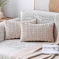 Miniatyrbillede 2 af 5: Pakke med 2 Corduroy Dekorative Pyntepudebetræk 30x50 cm Bløde Boho Stribede Pudebetræk Moderne Boligindretning til Sofa Stue Couch Seng Pink