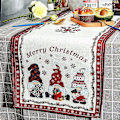 Miniatyrbillede 1 af 5: Juledug Jule Nisser Snefnug Printet Bordløber Til Spisning Juleferie Hjemmefest Dekoration 33 x 178 cm