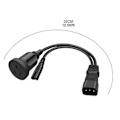 Miniatyrbillede 4 af 5: C14 til C7 + AU Y Splitter Strømstikledning, Enkelt IEC 320 C14 Han til C7 + AU Hun Splitter Adapter Kabelledning