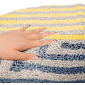 Pikkukuva 3 / 5: Tflycqsoft Fluffy Microfiber Oval kylpyhuonematot Liukumaton, vahva vettä imevä kylpymatto (siniset ja valkoiset raidat, 18"x26")