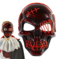 Pikkukuva 1 / 5: Halloween Skull Face Cover Cosplay-asut Light Up Led Cosplay Cosplay Rekvisiitta Puvut Skull Face Cosplay Light Up Puvut Blue