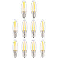 Pikkukuva 1 / 5: 10 kpl E12 LED-lamppu, 1,5 W AC110V pitkä filamentti pieni kynttiläkruunulamppu, himmennettävä kattokruunulamppu kodin valaistukseen