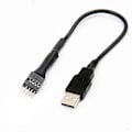 Pikkukuva 2 / 3: 9-nastainen uros - ulkoinen USB A uros PC-emolevyn sisäinen datan jatkokaapeli HFMQV