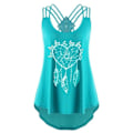 Pikkukuva 1 / 2: Naisten Plus-kokoinen hihaton printed casual , laskostetut topit Green M
