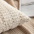 Miniatyrbilde 2 av 5: Pakke med 2 Corduroy Dekorative Putetrekk 50x50 cm Myke Boho Stripete Putetrekk Moderne Gårdshus Hjemmeinnredning for Vår Sofa Stue C