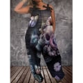 Miniatyrbild 1 av 2: Halloween Bat Pumpkin Ghost Söt print dam Jumpsuits Rompers Overalls One Piece Linne Casual Jumpsuits för kvinnor style 8 M
