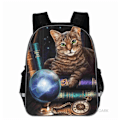 Pikkukuva 1 / 5: Uusi Musta Kissa Reppu Eläin Gothic Moon Phase Casual koululaukut Taaperot Pojat Tytöt Teini Blue 13 inch