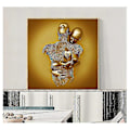 Miniatyrbild 2 av 4: Kärlekshjärta 3D-effekt Väggkonst Abstrakt Metallskulptur Canvas Modern Målning Väggdekor 3040cm Guld--ZZY
