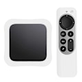 Miniatyrbilde 1 av 5: Dekoderboks + Fjernkontroll Silikon Anti-fall Beskyttelsesdeksler Sett Kompatibelt For Apple TV 4K 2021 White