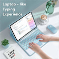Pikkukuva 2 / 5: TP-1099 Yhteensopiva iPad 10.9 (2022) Langaton Näppäimistö Kotelo Hiirellä, PU Nahka Folio Käännettävä Bluetooth Näppäimistö Kotelo Blue