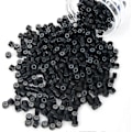 Pikkukuva 1 / 5: 500 kpl Silikonisia Mikrosormuksia I-kärkisiin Hiustenpidennyksiin 4mm Mikro Nanohelmet Mikrolinkit Hiustenhelmet (musta)