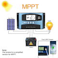 Pikkukuva 4 / 5: MPPT 60A Aurinkolataussäädin Kaksois-USB LCD-näyttö 12V 24V