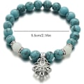Miniatyrbilde 5 av 5: 2 stk Angst & Stress-Reduserende Armbånd, Gløder I Mørket Lotus Yoga Healing Stone Armbånd, Lysende Glødende I Mørket Måne Lotusblomst Formet Charm Armbånd
