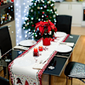 Miniatyrbillede 4 af 5: Juledug Jule Nisser Snefnug Printet Bordløber Til Spisning Juleferie Hjemmefest Dekoration 33 x 178 cm