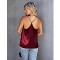 Miniatyrbilde 5 av 5: Satin Mesh V-hals Tank Topp Dame Cami Topp Silke Camisole Casual Bluse Stor