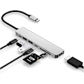Miniatyrbilde 1 av 5: Usb C Hub-dongle, 6-i-1 Usb C til Hdmi Multiport Adapter Sd Kortleser A