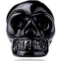 Miniatyrbillede 2 af 5: Sort Obsidian Sten Kranie Dekor Figurer Naturlige Udskårne Helbredende Krystalsten Skulptur Falsk Kranie Statue Dekoration Til Halloween Hjemmekontor Haun