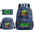 Pikkukuva 1 / 5: MINECRAFT reppu koululaukku lapsille pojille tytöille peli printed opiskelijoiden kirjalaukku koulutarvikkeet Red