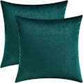Miniatyrbilde 1 av 4: Sett med 2 koselige firkantede pynteputetrekk i fløyel for sofa og seng, Teal, 45 x 45 cm