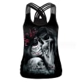 Pikkukuva 1 / 4: Naisten toppi Halloween 3D kauhukallo Print Cross Olkahihna Uutuus pyöreäkaula-altaan liivi t-paita style 4 XL
