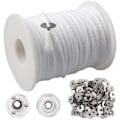 Miniatyrbillede 1 af 4: Lysvæge Tråd Hvid 61m 12,5mm Diameter 2,6mm Base Bomuld Aluminium Legering Lysvæge Rulle til DIY Fremstilling