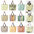 Pikkukuva 1 / 5: Kannettava taitettava vedenpitävä printed kantolaukku Shopper Pussi Olkalaukku Käsilaukku ostoksille|matka|säilytykseen Style-9