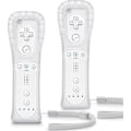 Miniatyrbild 1 av 5: Ersättnings Wii-handkontroll 2-pack, Wii Remote Controller, med silikonskal och handledsrem, Fjärrkontroll för Wii/Wii U, Vit-Bra