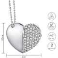Miniatyrbillede 3 af 5: Hjerteformet Diamant USB Flash Drive (sølv 32gb), Avanceret Hjerte Diamant Højhastigheds USB 3.0 Flash Data Storage Drive Memory Pen Stick Flash Drive-ZZ