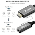 Miniatyrbillede 5 af 5: QGeeM HDMI-kompatibel til Mini DP Konverter Adapterkabel UHD 4K@30Hz Plug and Play