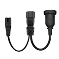 Miniatyrbillede 2 af 5: C14 til C7 + AU Y Splitter Strømstikledning, Enkelt IEC 320 C14 Han til C7 + AU Hun Splitter Adapter Kabelledning