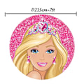 Pikkukuva 1 / 5: Barbie-ympyrätaustat tytön syntymäpäiville - Pyöreä tausta, joustava polyesteri, ympyrätausta, sylinterikotelo, pöytäbanneri, juhlat 7X7FT