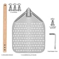 Miniatyrbillede 5 af 5: Perforeret pizzaspade, professionel anodiseret aluminium pizzaspade, rektangulær pizza vendespade yu
