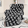 Miniatyrbillede 1 af 4: Boho Plaider Vendbar Bomuld Boheme Tapestry Hippie Værelsesindretning Dobbeltsidet (Boho Skull Print Sort 50\"x60\")