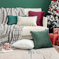 Miniatyrbilde 4 av 5: Pakke med 2 Velvet Pynteputetrekk Pompom Juledekorative Putetrekk Solid Myke Putetrekk med Dusker Firkantet for Sofa Soveværelse Bil 18x