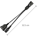 Miniatyrbild 5 av 5: 0,3 m C14 till C13 + EURO Y Splitter Strömkabel, IEC 14 Hane till IEC 13 Hona & EURO CEE7/16 Hona Förlängningskabel för Dator