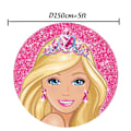 Pikkukuva 1 / 5: Barbie-ympyrätaustat tytön syntymäpäiville - Pyöreä tausta, joustava polyesteri, ympyrätausta, sylinterikotelo, pöytäbanneri, juhlat 5X5FT