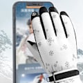 Pikkukuva 4 / 5: Lumihanskat Vedenpitävät Talvi Ski Gloves Lämpimät neutraalit käsineet Cheese White (Snowflake) SK22