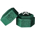 Miniatyrbillede 4 af 4: Sekskantet Fløjl Dobbelt Slots Ring Arvestykke Æske Forlovelsesring Æske Frieri Æske Ring Display Holder (Mørk Smaragd)