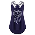Pikkukuva 1 / 2: Naisten Plus-kokoinen hihaton printed casual , laskostetut topit Navy 4XL