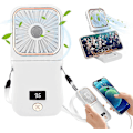 Miniatyrbild 1 av 5: Portabel Halsfläkt Mini Tyst Handhållen Personlig Vikbar USB Uppladdningsbar Fläkt Driven 3000mAh Power Bank Hands Free Halsbandsfläktar 180  vidvinkelblås