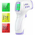 Miniatyrbild 1 av 4: Panntermometer för vuxna, infraröd panntermometer, kontaktlös termometer för vuxna, infraröd termometer med febervarning, LCD-display och minne