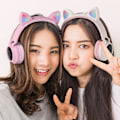 Pikkukuva 5 / 5: Langattomat Bluetooth lasten kuulokkeet, Cat Ear Bluetooth langattomat/langalliset kuulokkeet, led Light Up lasten langattomat kuulokkeet korvalla mikrofonilla Pink