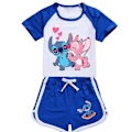Pikkukuva 5 / 5: Lilo Ja Stitch Pyjamasetti Set Lasten Lyhythihainen T-paita Yöpuvut Pyjamat Sarjakuva Lilo Stitch Kids Cos Urheiluasut 5T(120) 2076red-cap