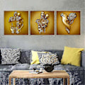 Miniatyrbild 3 av 4: Kärlekshjärta 3D-effekt Väggkonst Abstrakt Metallskulptur Canvas Modern Målning Väggdekor 3040cm Guld--ZZY
