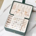 Miniatyrbillede 5 af 5: Smykkeskrin Multi-Layer Fødselsdagsgaver Kunstlæder Halskæde Øreringe Ringe Opbevaringsetui til Kommode-ZZY