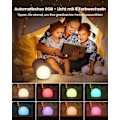 Miniatyrbillede 3 af 3: Natlampe til småbørn, Amme-natlampe, Natlampe - Dæmpbar, Hukommelsesfunktion, Timer, RGB farveskift, USB sideopladning