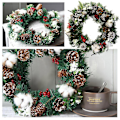 Miniatyrbillede 5 af 5: Julepynt Julekrans Ornamenter Rattan Cirkel Simulation Rød Frugt Dørhængende 30cm Q
