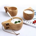 Miniatyrbild 3 av 5: 2-pack Nordisk stil träkopp Kuksa-kopp Bärbar utomhuscamping Dryckeskopp Träkaffekopp med