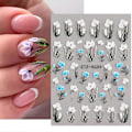 Miniatyrbild 3 av 5: 5D Präglade Blommor Nagelstickers för Akrylnaglar, 6 Ark Graverade Blomma Nageldekaler Vår Sommar Nagelkonst Tillbehör Franska Toppar Nageldesign